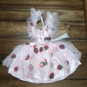 Strawberry Tutu Outfit W/Bib Pink 90 (2T)